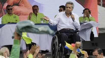 El candidato oficialista Lenín Moreno, el pasado octubre.