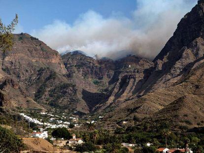 El incendio forestal declarado este sábado en Gran Canaria ha entrado en el Parque Natural de Tamadaba.