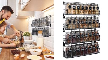 Especiero Organizador, Juego de 16 botes para especias de cocina con  soporte giratorio. PortaEspecias Acero Inox