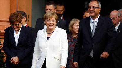 La Canciller alemana Angel Merkel durante las celebraciones del d&iacute;a de la unificaci&oacute;n de Alemania.