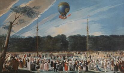 Ascensión de un globo Montgolfier en Aranjuez (1784), de Antonio Carnicero Mancio. El Museo del Prado.