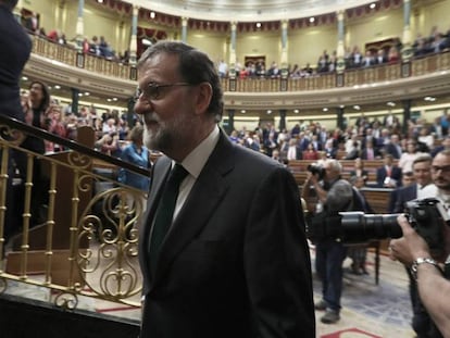 Mariano Rajoy, en el Pleno del Congreso que votó la moción de censura en su contra.