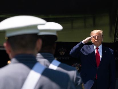Donald Trump, este sábado en la academia militar de West Point.