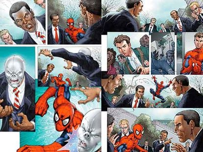 Algunas imágenes del cómic de Spiderman que está dedicado al presidente electo de EE UU Barack Obama.