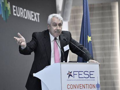 Antonio Zoido, presidente de BME, durante su intervenci&oacute;n en la conferencia de la Federaci&oacute;n de Bolsas Europeas