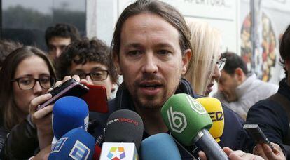 Pablo Iglesias, este sábado antes del Consejo Ciudadano de Podemos.