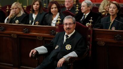 El presidente suplente  del Consejo General del Poder Judicial (CGPJ), Rafael Mozo, durante un acto en el Tribunal Supremo.
