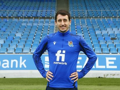 El jugador de la Real Sociedad Mikel Oyarzabal, en Anoeta.