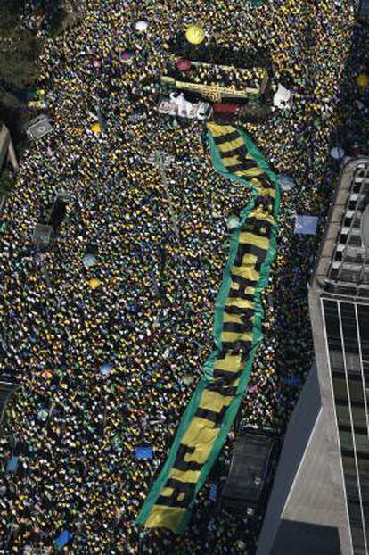 Manifestación contra Dilma Rousseff en São Paulo este agosto.