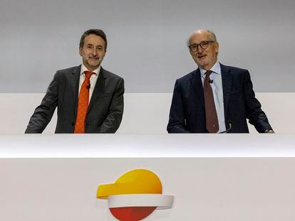 Josu Jon Imaz, consejero delegado de Repsol y Antonio Brufau, presidente.