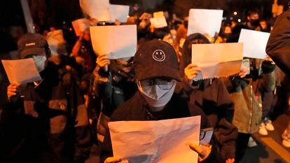 Protestas en Pekín contra la política de cero covid.