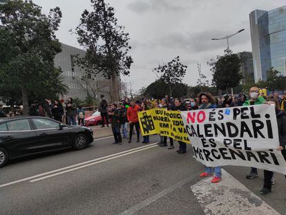 Corte de la Ronda Litoral de Barcelona, en apoyo a la huelga educativa, el pasado mes de maro del 2022.