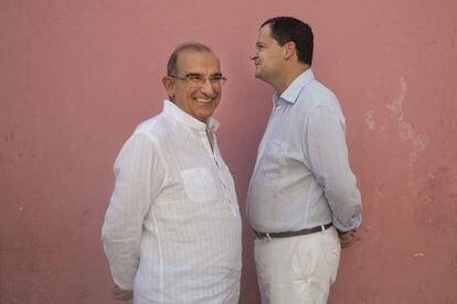 Humberto de la Calle y Sergio Jaramillo, durante el Hay de Cartagena.