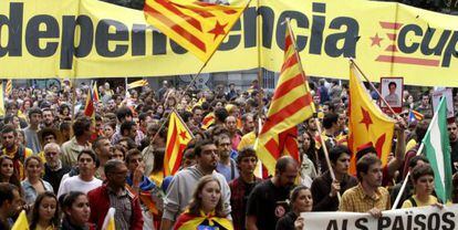 Un momento de la manifestaci&oacute;n de la Diada Nacional de Catalu&ntilde;a.