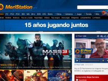 Aspecto de la página principal del portal de videojuegos Meristation