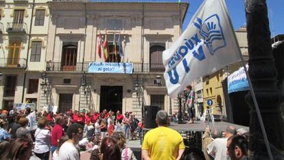 Aspecto de la concentración celebrada el sábado en Sueca contra nuevas transferencias de agua.