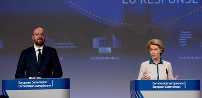 Los presidentes del Consejo y la Comisión Europea, Charles Michel y Ursula von der Leyen, este miércoles.