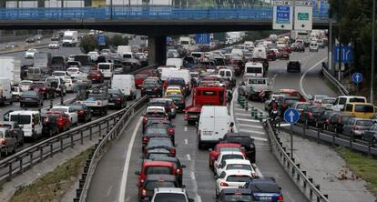 Un atasco en la M-30, en una imagen del pasado octubre.