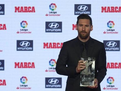 Messi, con el premio Alfredo Di Stéfano. En vídeo, declaraciones de Leo Messi tras recibir el premio.