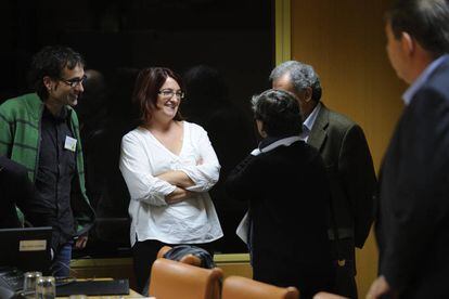 La exsenadora de Amaiur Amalur Mendizabal antes de comparecer en 2013 en el Parlamento vasco.