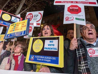 Protesta contra el veto parental en enero en Murcia. 