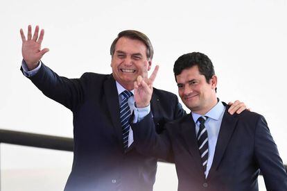 El presidente Bolsonaro con el ministro Moro en Brasilia el 29 de agosto.