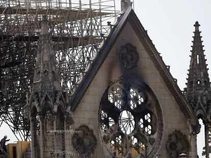 Catedral de Notre Dame en París, el pasado miércoles, tras el incendio. 