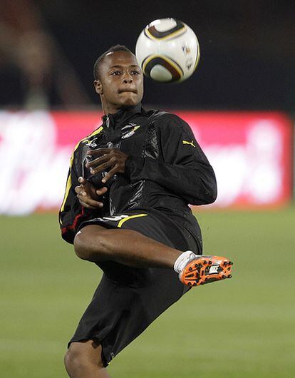 Andre Ayew en un entrenamiento con la selección de Ghana.