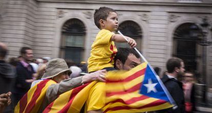 Manifestación por la independencia en la plaza de San Jaume en 2013. 