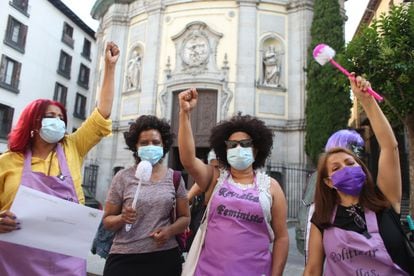 Protesta de trabajadoras domésticas, el 16 de junio en Madrid.