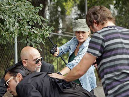 Rodaje de <i>Buscadores de hombres,</i> con Emma Suárez.
