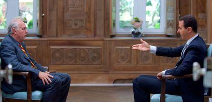 El presidente Sirio, Bachar el Asad, durante la entrevista con France Presse. 