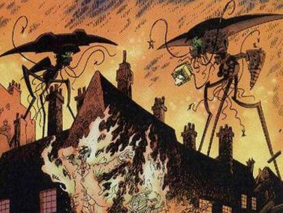 Londres es invadida por alienígenas en el cómic 'La liga de los hombres extraordinarios', de Alan Moore y Kevin O'Neill, que adaptaba 'La guerra de los mundos', de H. G. Wells.