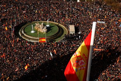 Vista general de la plaza de Cibeles, en una imagen tomada desde el Ayuntamiento de Madrid.