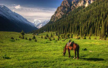 Valle monta&ntilde;oso cerca de Karakol, en Kirguist&aacute;n.