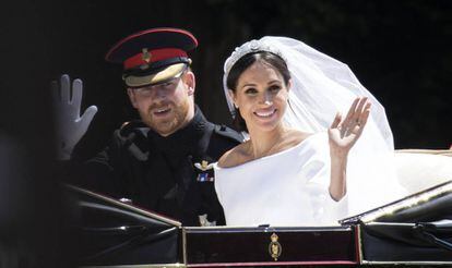 Los duques de Sussex, en el día de su boda, el 19 de mayo de 2018 en Windsor.