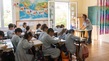 Alumnos de escuela concertada de Barcelona.