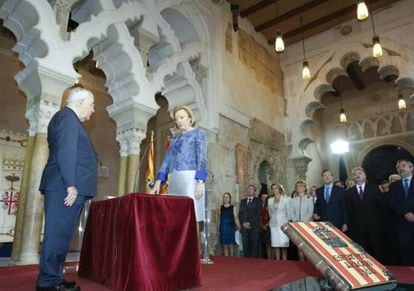 La popular Luisa Fernanda Rudi, durante su toma de posesión como presidenta de Aragón, esta tarde en Zaragoza