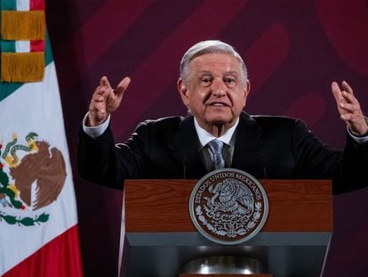 Andrés Manuel López Obrador, durante su conferencia matutina de este martes.