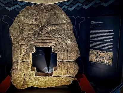 La escultura olmeca del dios jaguar Tepeyollotlicuhti en el Palacio de Cortés, en Morelos, en 2023.