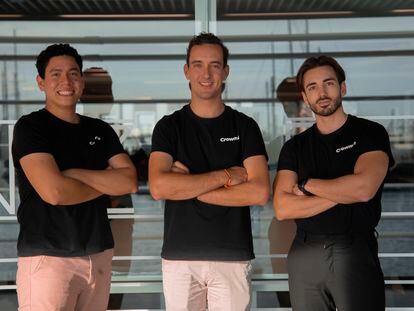 Joshua Cleveland , Fernando Dávila y Pablo Valverde, los tres fundadores de la empresa valenciana Crowmie.