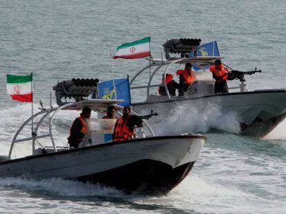 Lanchas de la Guardia Revolucionaria iraní, el pasado día 2. 