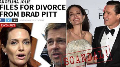 Portada digital de TMZ con el anuncio del divorcio de Brad Pitt y Angelina Jolie.