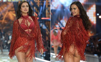 A pesar de los rumores que especulaban con que Irina Shayk no desfilaría porque estaba embarazada, el ángel ruso hizo su aparición enfundada en rojo pasión.