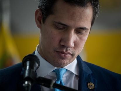 El líder opositor venezolano Juan Guaidó durante una rueda de prensa en Caracas (Venezuela), el 12 de agosto.