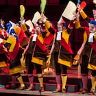 CARDIFF, WALES - OCTOBER 03: Fabio Capitanucci as Don Magnifico and the Company perform on stage during the Welsh National Opera performance of âLa Cenerentola' - Dress Rehearsal at Wales Millennium Centre on October 3, 2018 in Cardiff, Wales. (Photo by John Snelling/Getty Images)