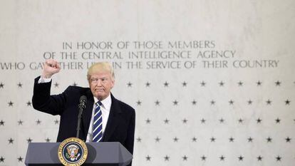 Trump, en la sede de la CIA, el pasado enero, en su segundo día como presidente