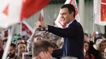 El presidente del Gobierno, Pedro Sánchez, durante la apertura de campaña del PSOE.