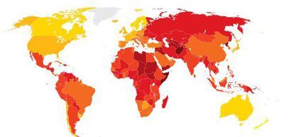 Mapa mundial de la percepción de la corrupción 2013.