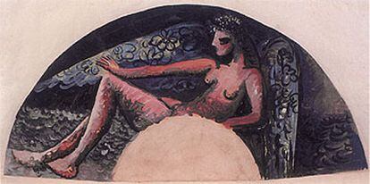 El cuadro <i>Desnudo de mujer alada en el país del abanico, </i>hacia 1941, de Wifredo Lam, que figura en la exposición <i>Cartografía íntima.</i>